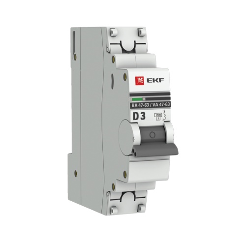Автоматический выключатель 1P 3А (D) 4,5kA ВА 47-63 PROxima | код  mcb4763-1-03D-pro | EKF